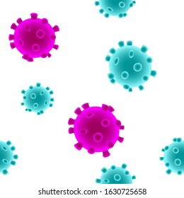 Viruses / bacteria seamless pattern. Repetitive vector illustration on transparent background. EPS 10.