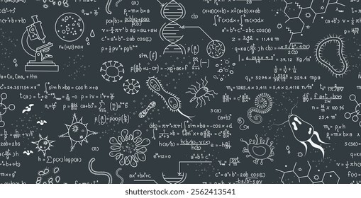 Viruses and bacteria written on a seamless blackboard.