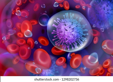 Viruses in blood. Vector image.