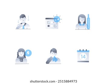 Viruses and colds - flat design style icons set