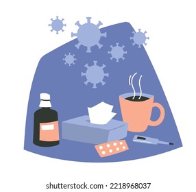Viruses, diseases and medicines. Vector image.