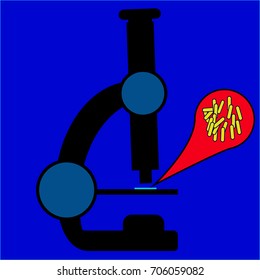 Viruses, Germs or Bacterias being viewed by a microscope. Vector illustration