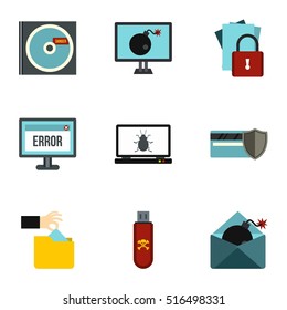 Viruses icons set. Flat illustration of 9 viruses vector icons for web