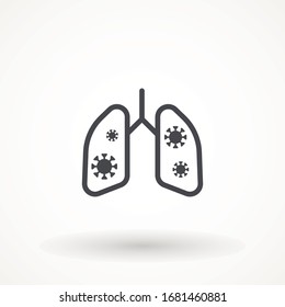 Viruses and lung icon disease concept symbol. Corona virus. coronavirus and lungs silhouette. human icon, respiratory system healthy lungs anatomy flat medical organ .