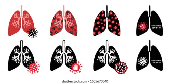 Viruses and lung icon disease concept symbol Keep distance in public society people to protect Social distancing spreading Stop novel Coronavirus covid-19 symptoms China corona warning quarantine sign