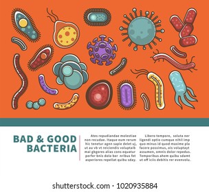 Viruses medical or healthcare and bacteriology science vector flat poster design