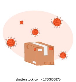 Viruses and package vector illustration cartoon flat design 