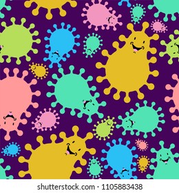 Viruses seamless pattern. Germs ornament. Disease background. Vector illustration