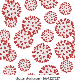 Viruses seamless pattern. Repetitive vector illustration on transparent background. Concept of coronavirus, infection, disease, microorganism, microbe. EPS 10.