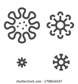 Viruses set related vector thin line icon. Isolated on white background. Editable stroke. Vector illustration.