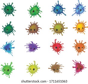 Viruses vector cartoon bacteria. bacterial infection or disease. Microbiology illustration set of emotional microorganisms.