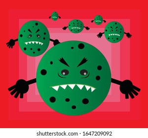 viruses vector illustration. green color. corona virus.