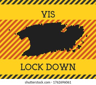 Vis Bloquear Signo Abajo. Icono de peligro de pandemia de las islas amarillas. Ilustración vectorial.