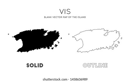 Vis map. Blank vector map of the Island. Borders of Vis for your infographic. Vector illustration.