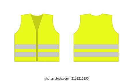 Vis vest. Visible jacket. Yellow visible vest for safety. Jacket for construction, police and security. High visibility of waistcoat. Reflective uniform for protection. Vector. svg