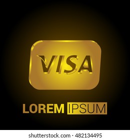 Visa 3D Golden Metallic Premium Royal Corporate Logo / Icon