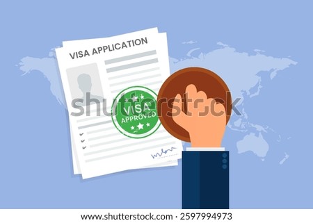 Visa Application Approved Stamp Illustration with Official Immigration Marking