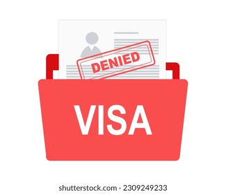 Visa application denied rejected Traveling, emigration, foreign education, abroad concept. 