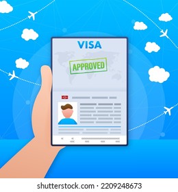 Visa application. Travel approval. Immigration visa. Vector stock illustration