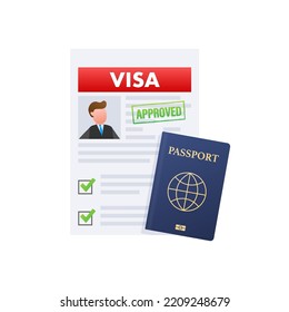 Visa application. Travel approval. Immigration visa. Vector stock illustration