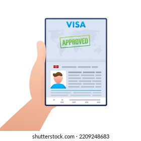 Visa application. Travel approval. Immigration visa. Vector stock illustration