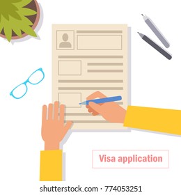 Visa application. Vector. Cartoon. Isolated art on white background. Flat