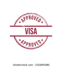 Visa Approved grunge rubber stamp. Vector illustration on white background. Business concept round grunge stamp pictogram