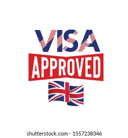 Visa Approved Label with British Flag on white background