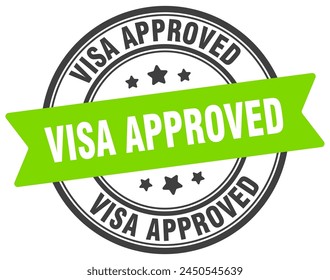 visa approved stamp. visa approved round sign. label on transparent background