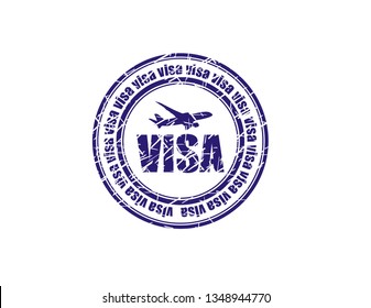 Visa blue stamp isolated