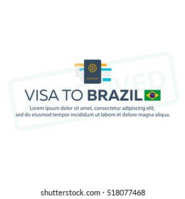 Visa to Brazil. Document for travel. Vector flat illustration
