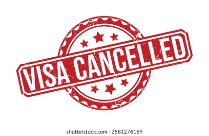 VISA CANCELLED rubber stamp on white background. VISA CANCELLED Stamp.