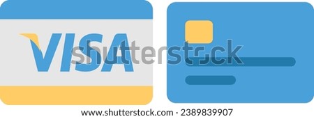 Visa Card Flat web icons creative process, business and finance, office and business, security and protection, shopping and commerce, Seo. Vector Illustration
