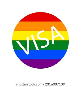 Visa card sign illustration. Rainbow gay LGBT rights colored Icon at white Background. Illustration.