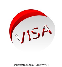 Visa card sign illustration. Vector. Detachable paper icon with red body stock. Isolated.