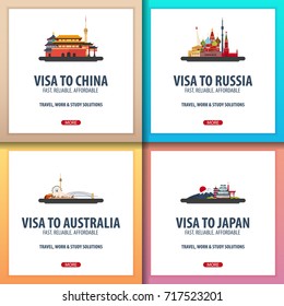 Visa to China, Russia, Australia, Japan. Document for travel Visa application centre