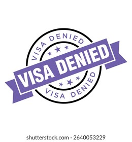 Visa Denied Letter Rubber Stamp Vector Design Template
