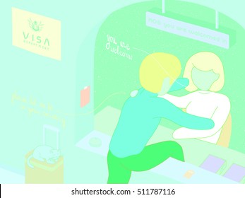 Visa Department Vector Illustration Comics