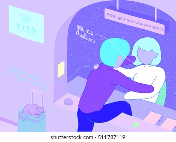 Visa Department Vector Illustration Comics