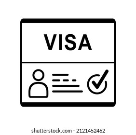 Visa document, arrival. Outline style.  Vector illustration can be used for topics like citizenship, immigration, travelling