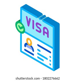 visa document confirmation icon vector. isometric visa document confirmation sign. color isolated symbol illustration