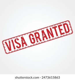 Visa Granted stamp in Grunge Red Shade