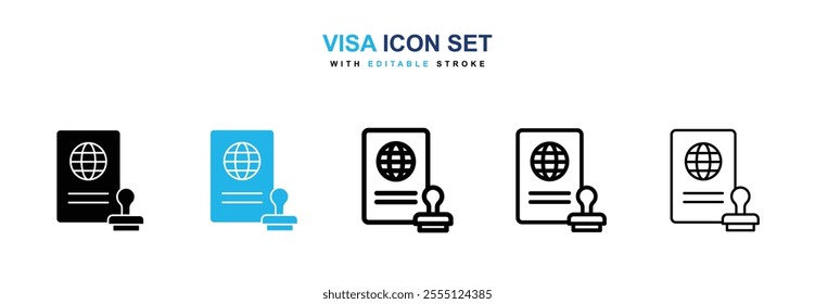 Visa icon collection in black and blue colors