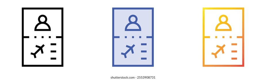 visa icon. Linear, Blue Fill and Gradient Style Design Isolated On White Background