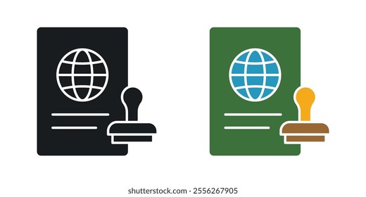 Visa icon set in black and colored versions.