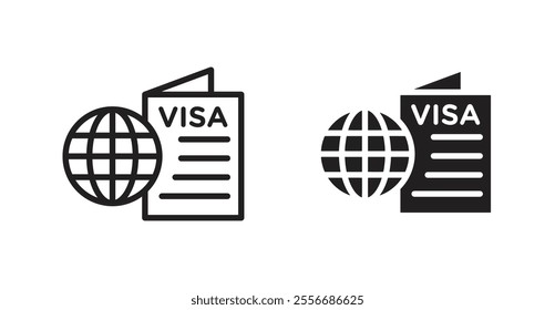 Visa icon set in Thin line black color.