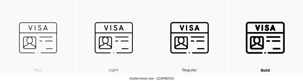 visa icon. Thin, Light Regular And Bold style design isolated on white background