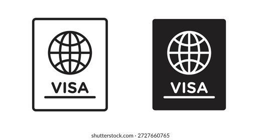 Coleção de ícones do Visa. Ícones finos lineares e planos pretos