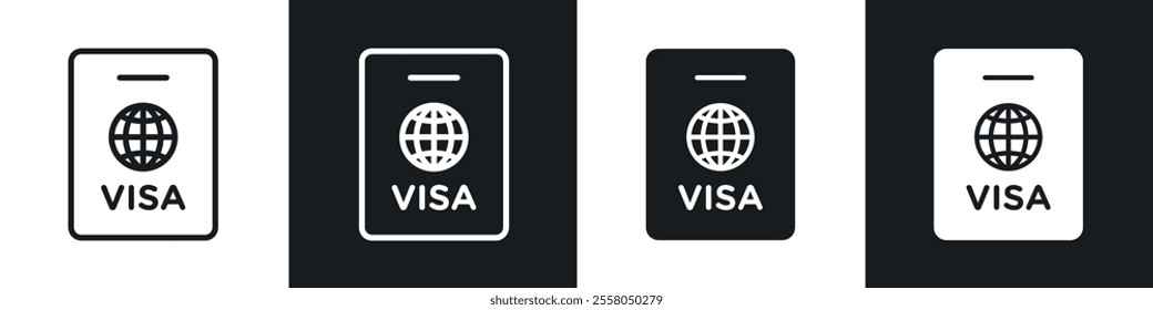 Visa icons pack in black and white filled and outlined versions.