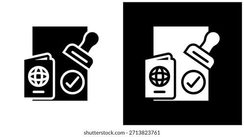 Ícone De Informações Sobre Visto Definido Em Plano De Fundo Branco E Preto